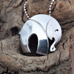 Baby Elephant Round (s) Sterling Silver Pendant