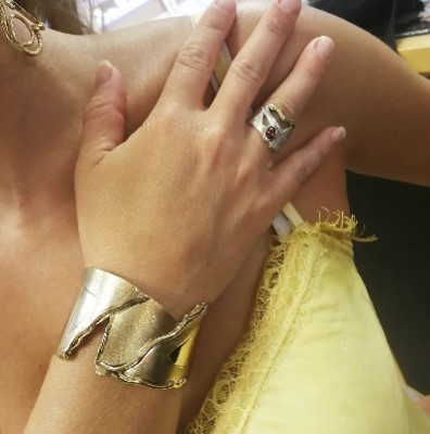 Abstract 18ct Gold Plated Bracelet