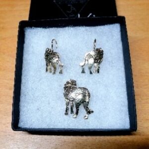 Cheetah Looking Back Earrings and Pendant Set