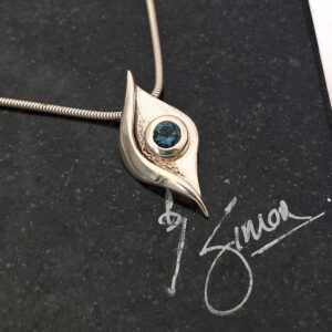 Oval Swiss Blue Topaz Sterling Silver Pendant – Handcrafted Gemstone Jewellery