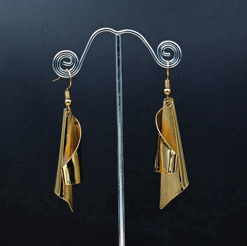 Abstract Cone 18ct Gold Plated Earrings
