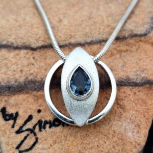 Pear-Shaped London Blue Topaz Sterling Silver Pendant – Handcrafted Gemstone Jewellery