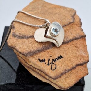 Sterling Silver Blue Topaz Teardrop Pendant