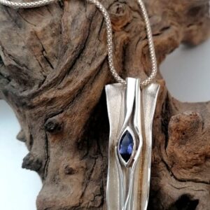 Abstract Iolite Sterling Silver Pendant | Handcrafted Gemstone Jewellery