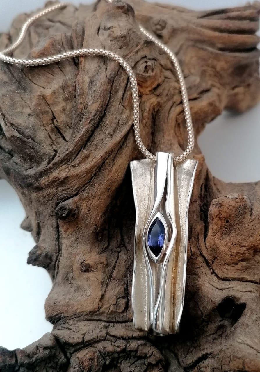 Abstract Iolite Sterling Silver Pendant | Handcrafted Gemstone Jewellery