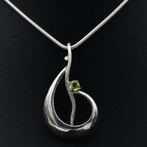 Oval Peridot Pendant – Sterling Silver Green Gemstone Necklace