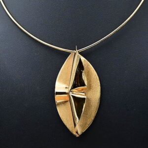 Abstract Brass Pendant Plated in 18K Gold – Handcrafted Statement Jewellery