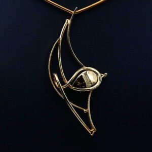 Abstract Brass Pendant Plated in 18K Gold – Handcrafted Statement Jewellery