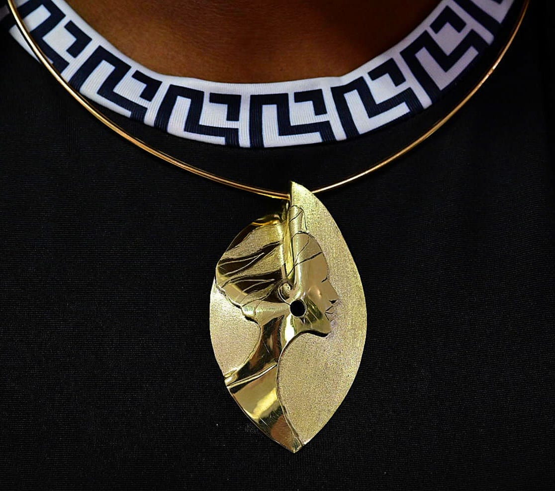 Abstract Lady Head 18ct Gold Plated Pendant