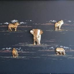 Handcrafted Big 5 Animals Framed Wall Art-Unique Home Decor|Jewellry art by simon