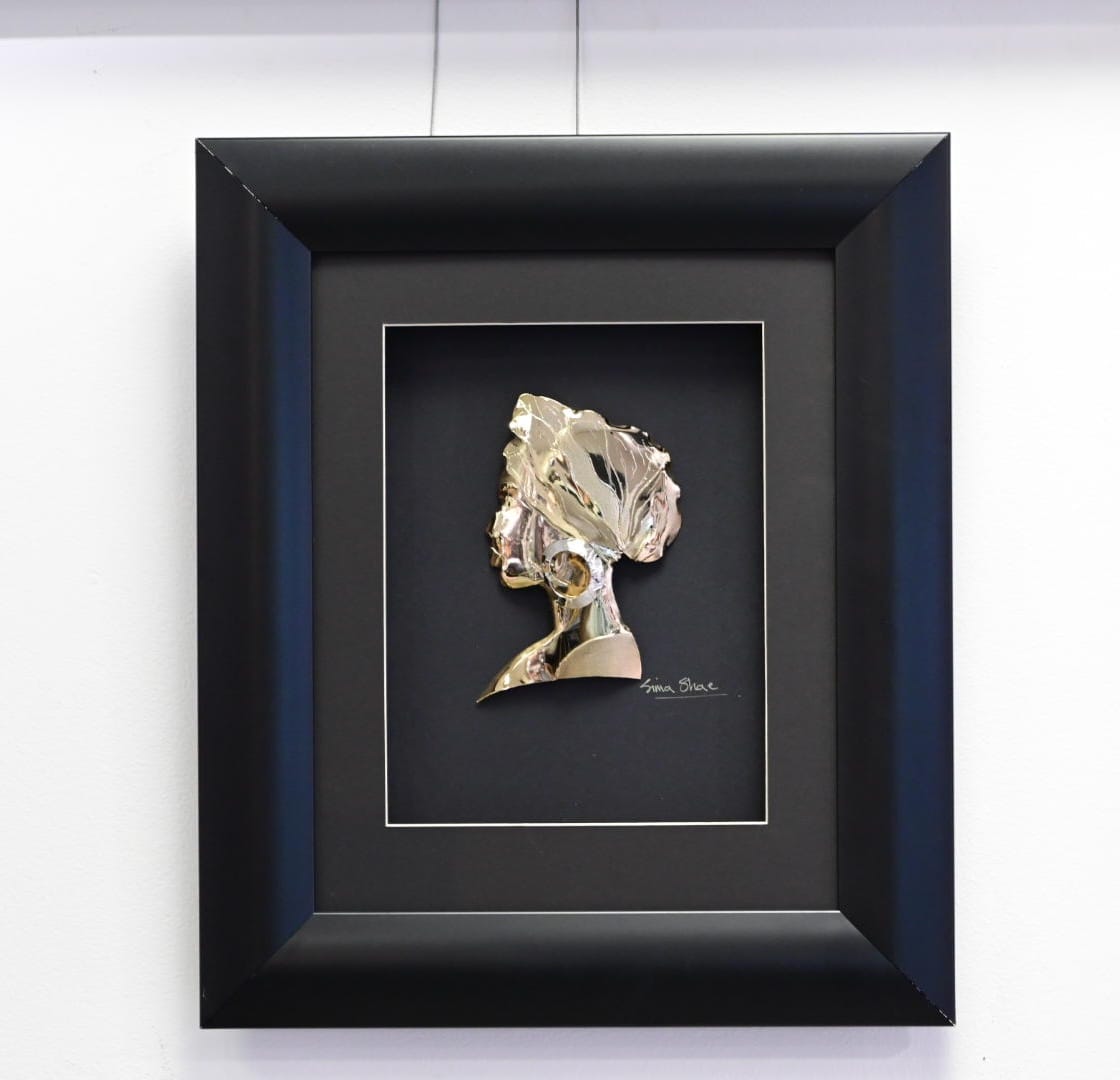 Handcrafted African Woman with Statement Earring – Framed Cultural Wall Art | Jewelry Art by Simon