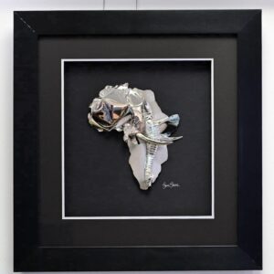 Handcrafted African Elephant Framed Wall Art – Unique Safari Decor | Jewelry Art by Simon