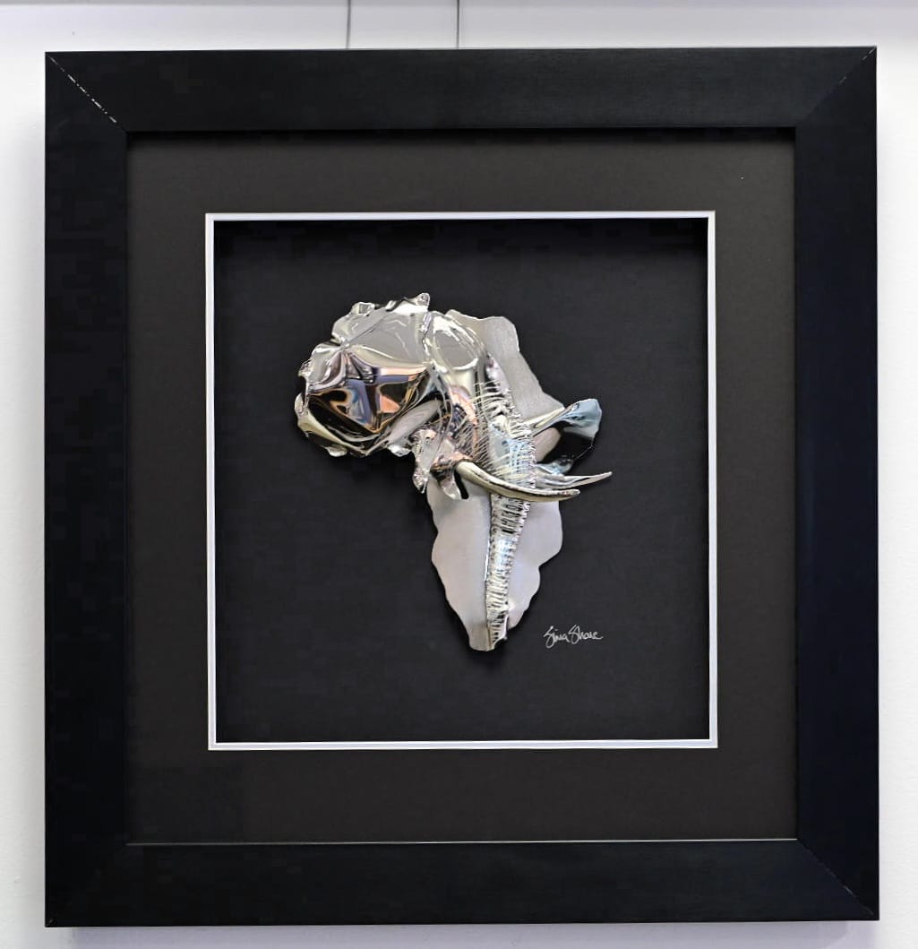 Handcrafted African Elephant Framed Wall Art – Unique Safari Decor | Jewelry Art by Simon