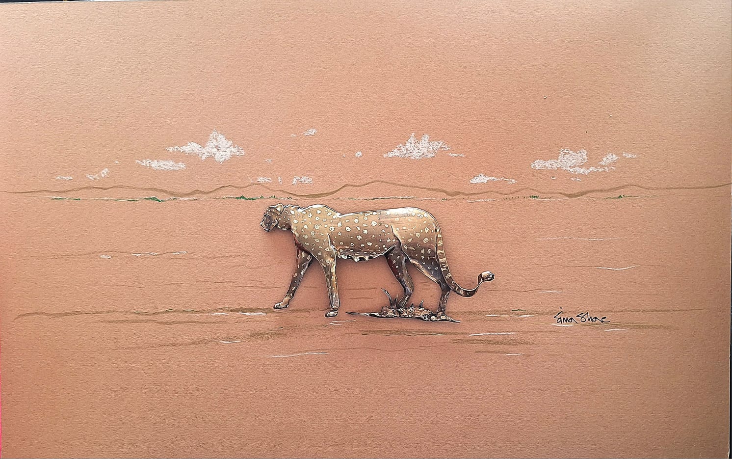 Handcrafted Cheetah Walking Framed Wall Art-Unique Home Decor |Jewellry art by simon - Image 3