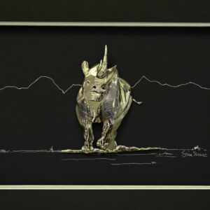 Handcrafted Rhino FF Charging Framed wall Art-Unique Home Decor|Jewellry art by simon