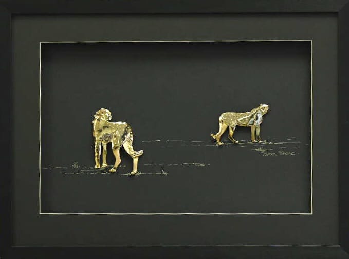 Handcrafted 2x Cheetah Hunting Framed Wall Art-Unique Wildlife Decor|Jewellry art by Simon - Image 2