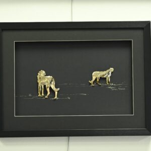 Handcrafted 2x Cheetah Hunting Framed Wall Art-Unique Wildlife Decor|Jewellry art by Simon