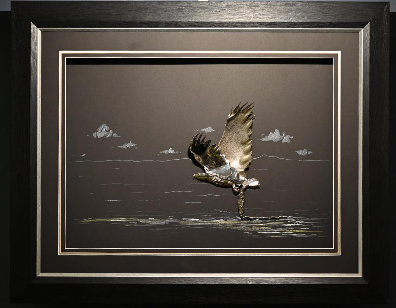 Handcrafted Fish Eagle with Fish Framed Wall Art|Jewellry art by simon - Image 3
