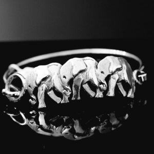 3x Baby Elephant Sterling Silver Bracelets | Handcrafted African Wildlife Jewellery