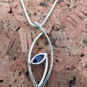 Marquise-Cut Iolite Pendant in Sterling Silver
