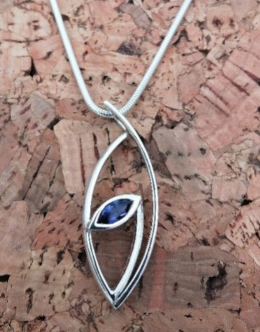 Marquise-Cut Iolite Pendant in Sterling Silver