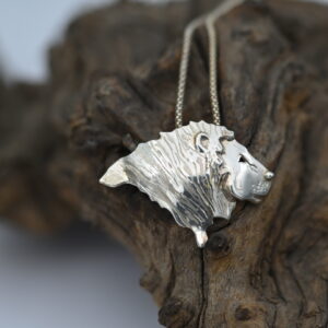 Lion Head (m) Sterling Silver Pendant.