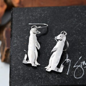 Sterling Silver Meerkat Earrings – Handmade African Wildlife Jewellery