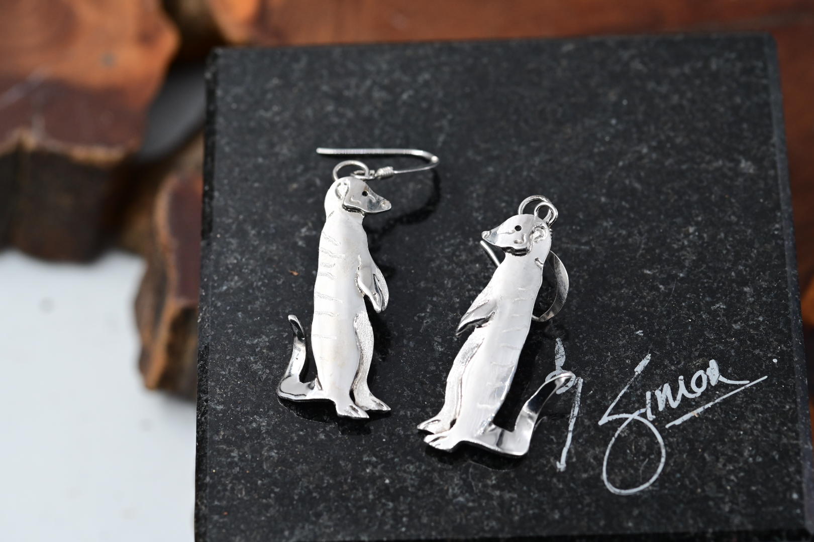 Sterling Silver Meerkat Earrings – Handmade African Wildlife Jewellery