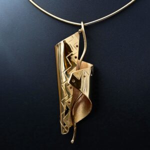 Abstract Brass Pendant Plated in 18K Gold – Handcrafted Statement Jewellery