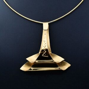 Abstract Double Ele Trunk 18ct Gold Plated Pendant