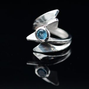 Abstract London Blue Topaz Sterling Silver Ring | Handcrafted Gemstone Jewellery