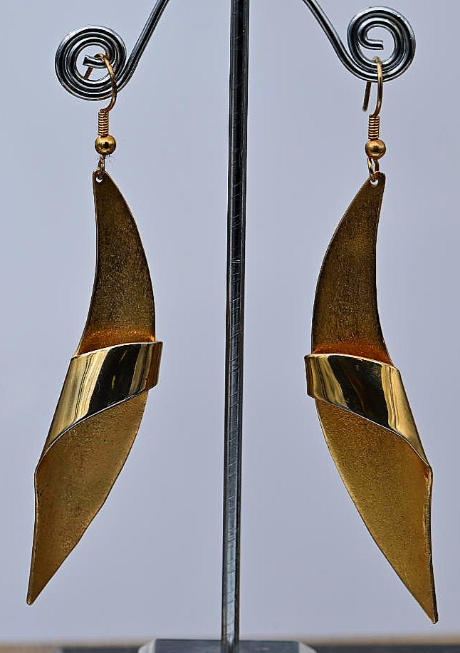 Abstract Curved 18ct Gold Plated Earrings