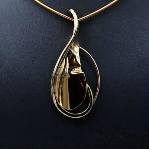 Abstract Brass Pendant Plated in 18K Gold – Handcrafted Statement Jewellery