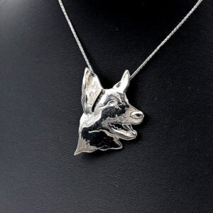 German Shepherd Head Sterling Silver Pendant.