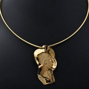 Abstract Brass Pendant Plated in 18K Gold – Handcrafted Statement Jewellery