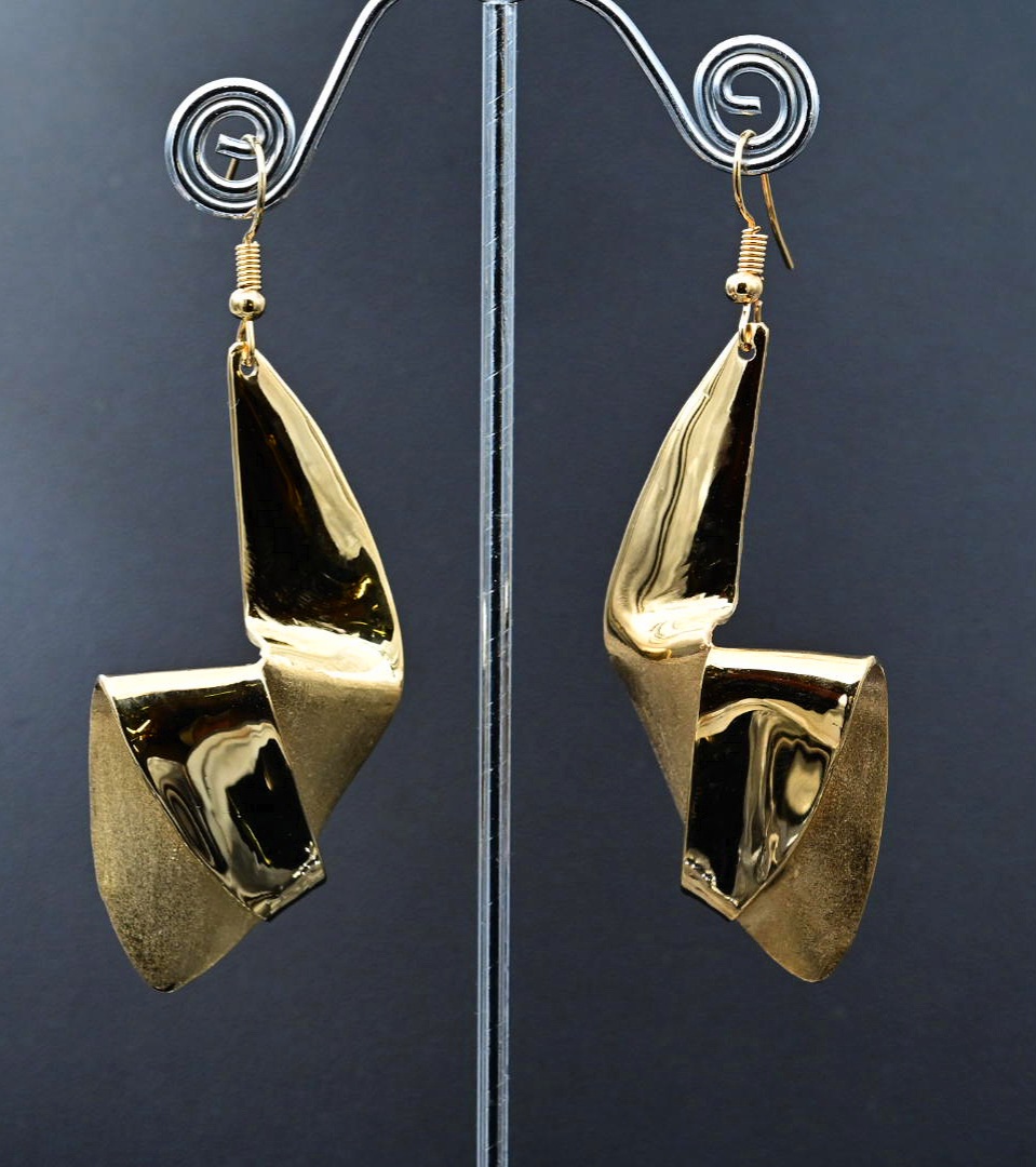 Abstract Brass Earrings – 18ct Gold Plated Drop Earrings