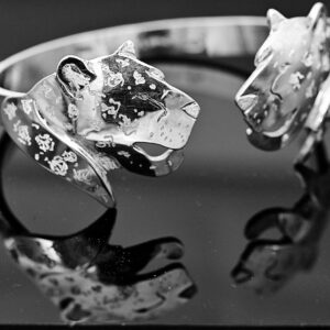 Leopard Head Sterling Silver Bracelet