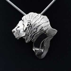Africa Lion Pendant in Sterling Silver