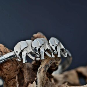 3x Baby Elephant Bracelet Cuff Sterling Silver
