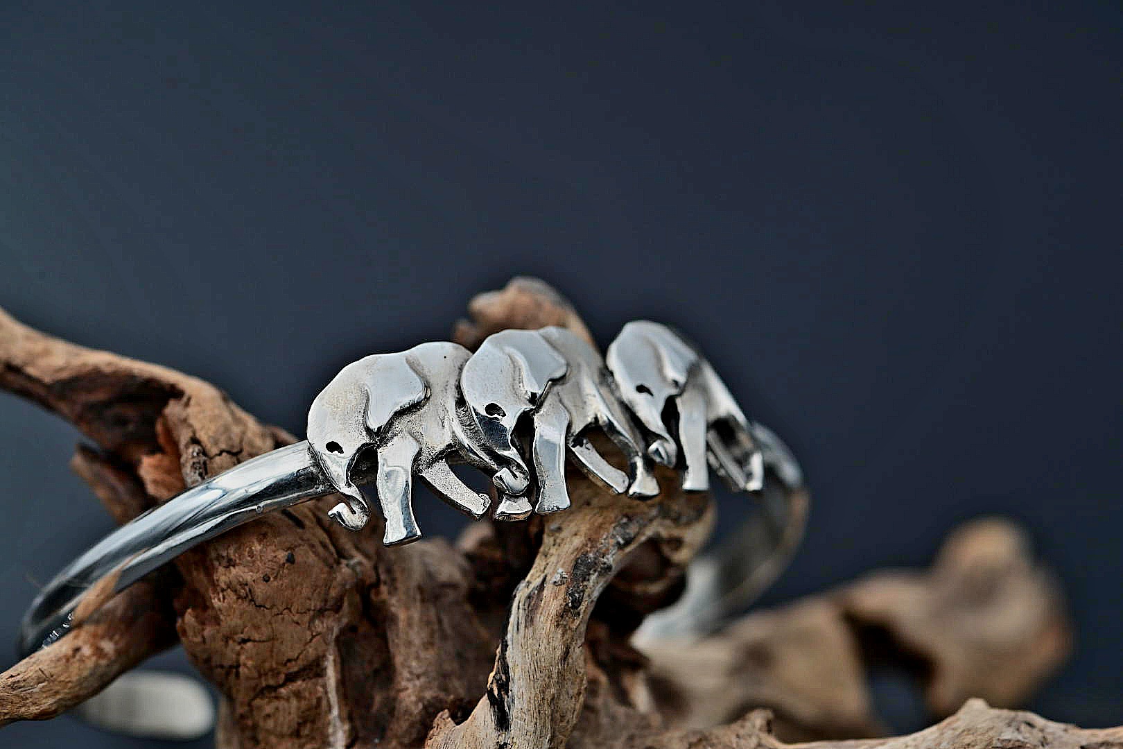 3x Baby Elephant Bracelet Cuff Sterling Silver