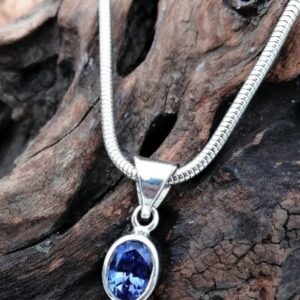 Oval Tanzanite Pendant in Sterling Silver