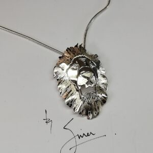 Lion Head with Mane Pendant in 925 Sterling Silver – Wildlife Statement Jewellery