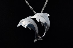 2x Double Dolphins Sterling Silver Pendant – Handcrafted by Simon