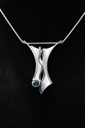 Abstract Sky Blue Topaz Sterling Silver Pendant – Handcrafted by Simon