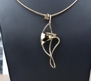 “Abstract Brass Necklace with 18ct Gold Plating – Handcrafted Jewellery by Simon
