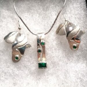 Emerald Set Pendant &;Africa Zebra Earrings