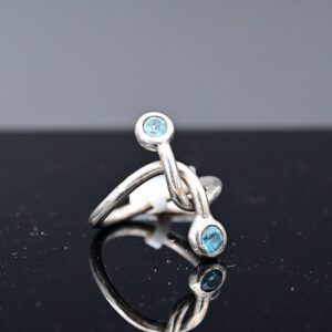 Wiry Blue Topaz Sterling Silver Ring – Handmade 925 Silver Jewellery