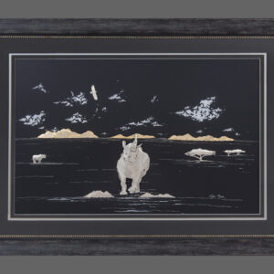 Black Rhino Wall Art – Wildlife Landscape with Trees and Mountains