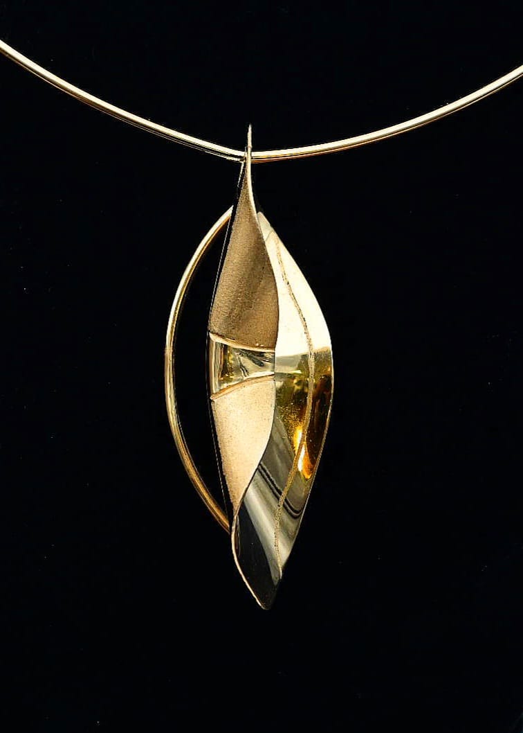 Abstract Brass Pendant Plated in 18K Gold – Handcrafted Statement Jewellery - Image 2