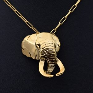 Sterling Silver Plated in 18k Gold Shawu Elephant Head Pendant